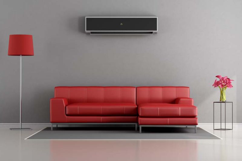 Image of ductless system above a couch. Planning to Remodel? Go Ductless!